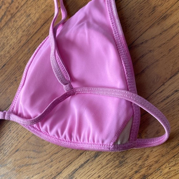NWT KENDALL & KYLIE Pink Tie-dyed Barbados Lurex Triangle Bikini Top - Picture 15 of 15